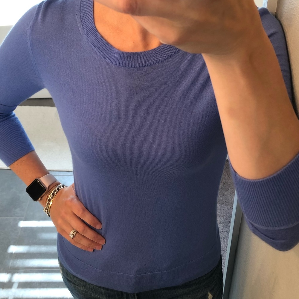 BR crewneck extra fine merino sweater in blue